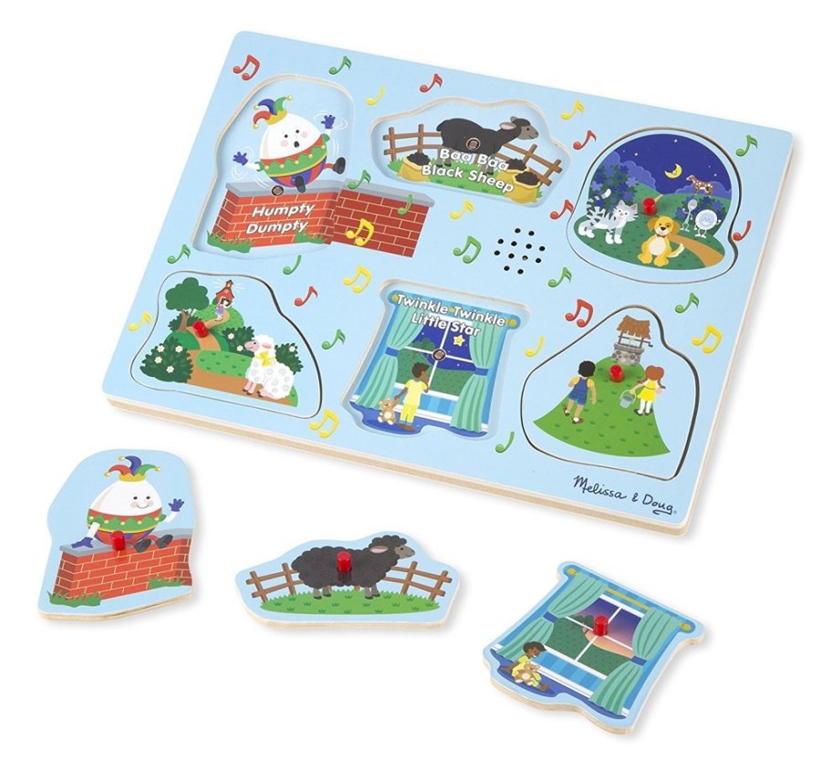 Puzzles Melissa & Doug | Melissa & Doug - Nursery Rhyme Sound Puzzle (Blue) - 6Pc