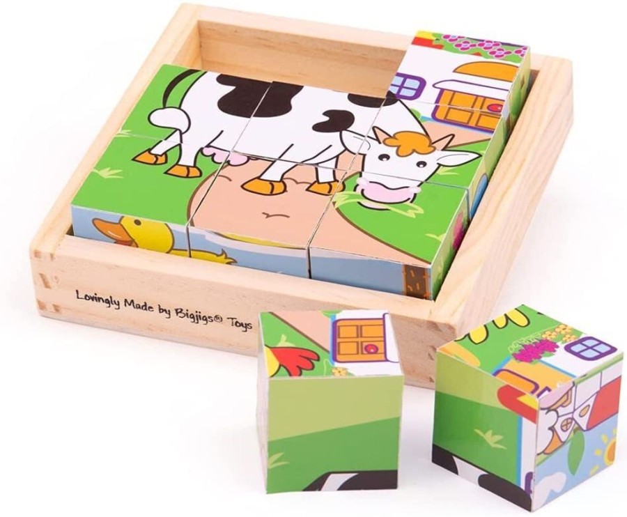 New Products Bigjigs Toys | Bigjigs - Animal Cube Puzzle