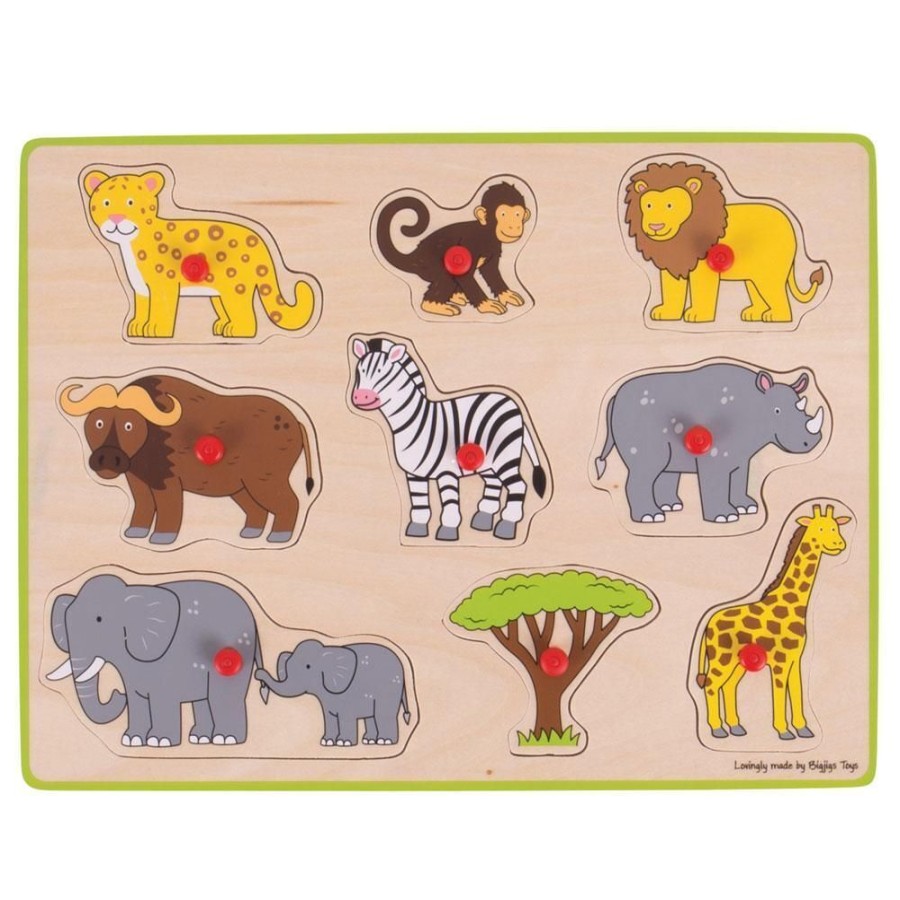 Puzzles Bigjigs Toys | Bigjigs - Safari Lift Out Puzzle 9Pc