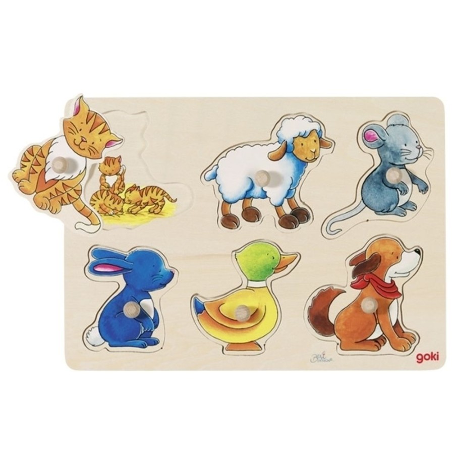 Puzzles GOKI | Goki - Mother And Baby Background Puzzle 6Pc