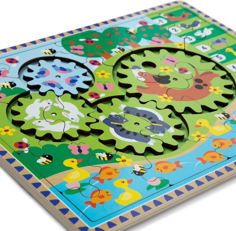 Puzzles Melissa & Doug | Melissa & Doug - Wooden Animal Chase Gear Puzzle 24Pc