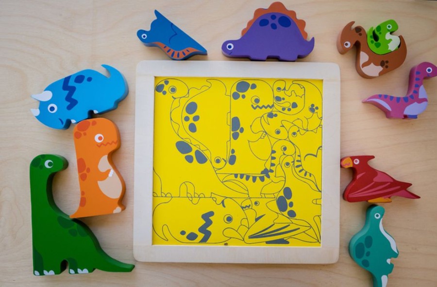 Puzzles Kiddie Connect | Kiddie Connect - Dinosaur Chunky Puzzle 10Pc