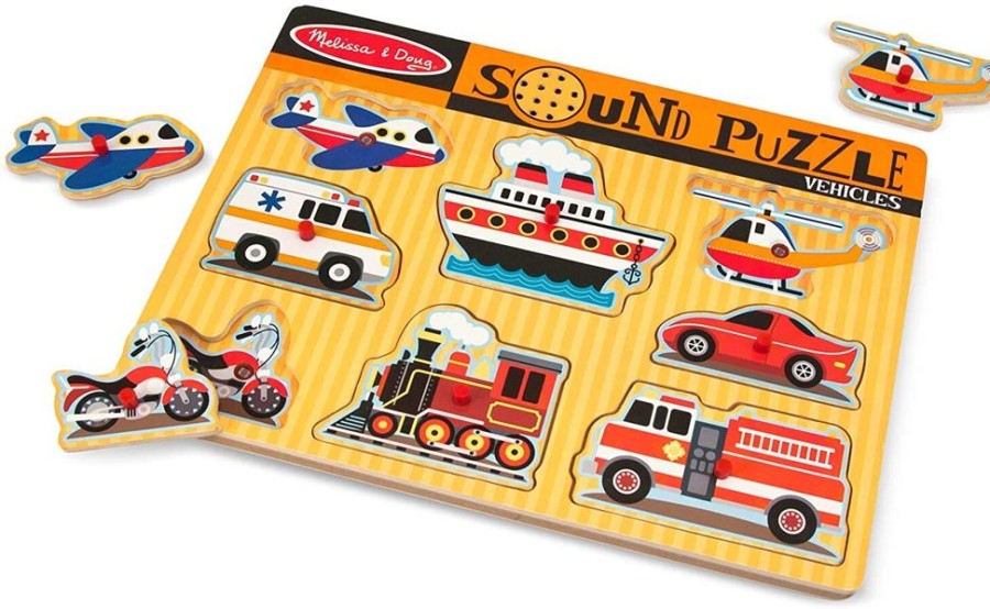 Puzzles Melissa & Doug | Melissa & Doug - Vehicles Sound Puzzle 8Pc