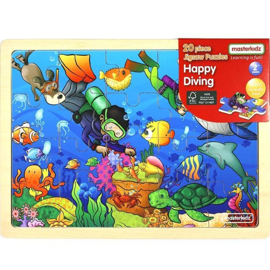 Puzzles Masterkidz | Masterkidz Wooden Jigsaw Puzzle Happy Diving 20Pc