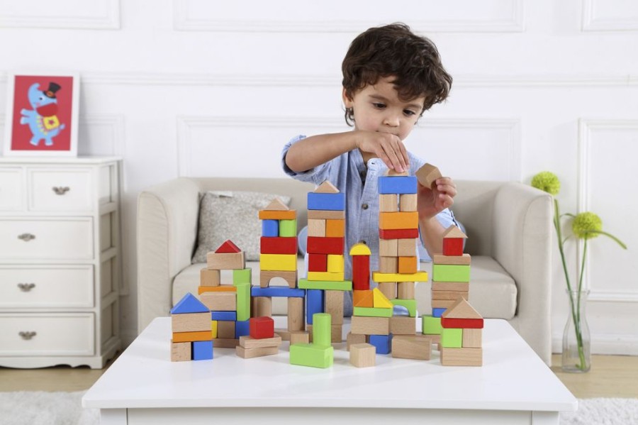 Construction Toys Tooky Toy | Tooky Toy - Wooden Blocks 100Pc