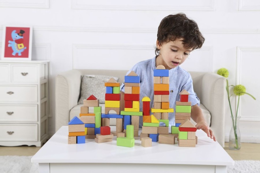 Construction Toys Tooky Toy | Tooky Toy - Wooden Blocks 100Pc