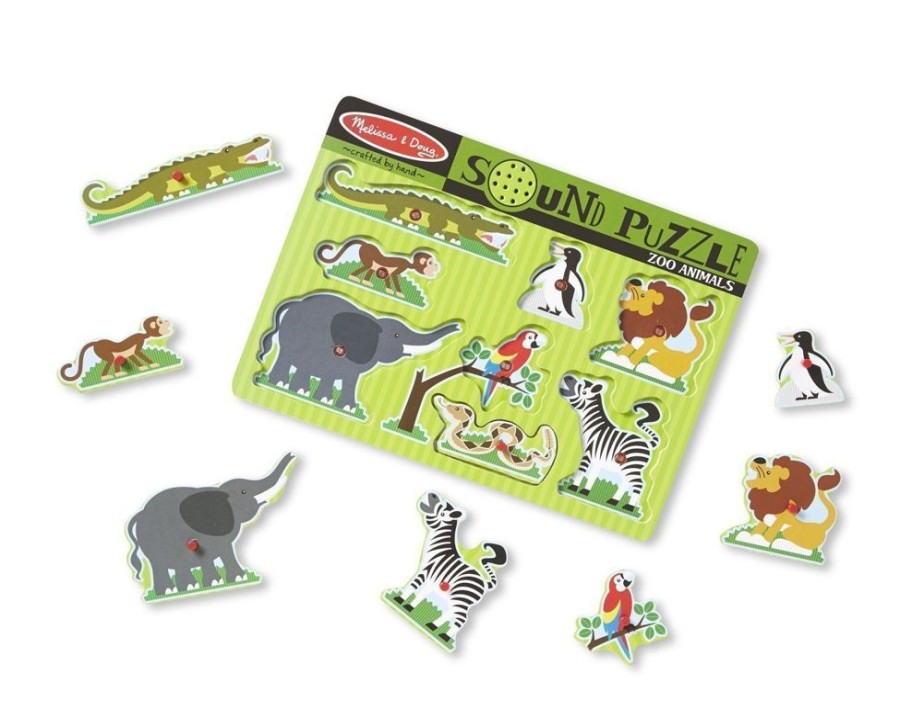 Puzzles Melissa & Doug | Melissa & Doug - Zoo Animals Sound Puzzle 8Pc