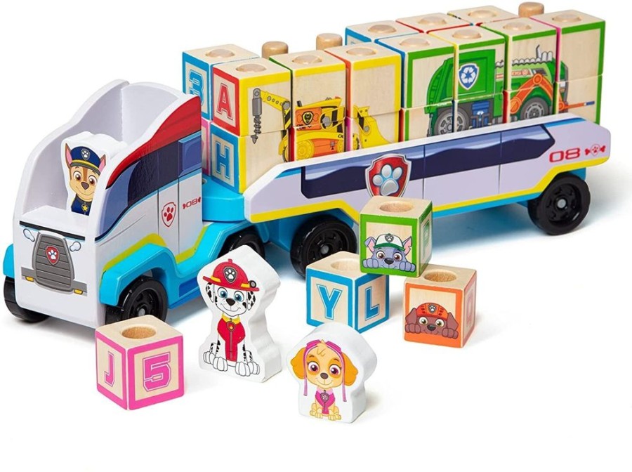 New Products Melissa & Doug | Melissa & Doug - Paw Patrol - Abc Wooden Block Truck