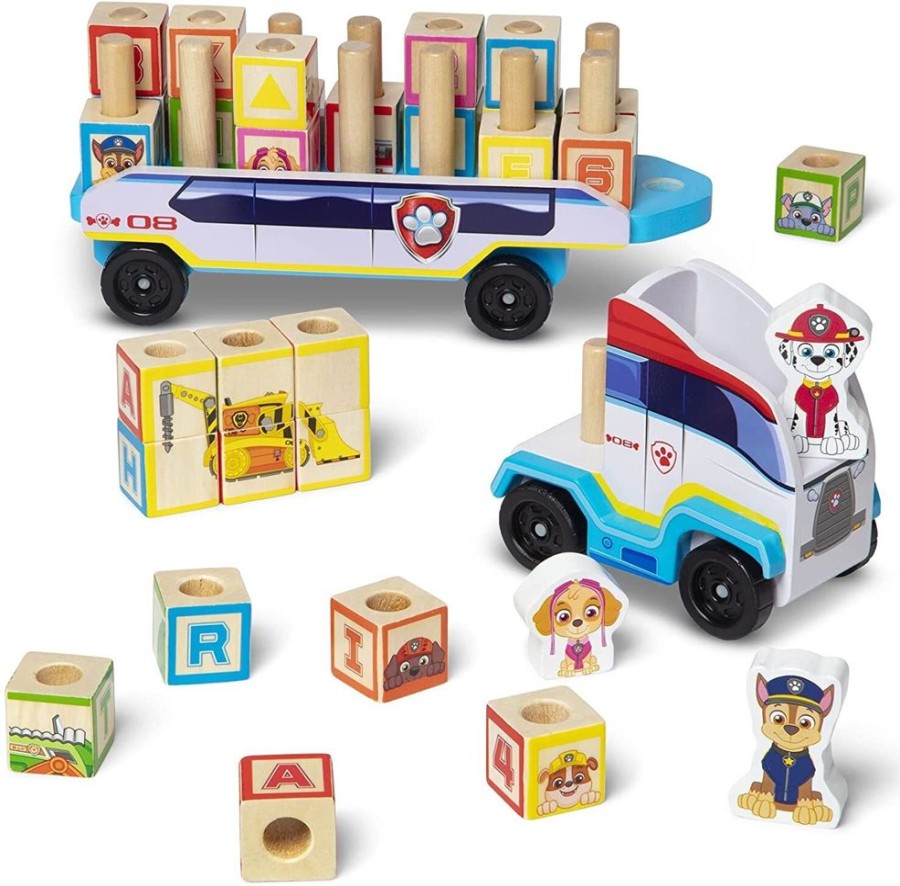 New Products Melissa & Doug | Melissa & Doug - Paw Patrol - Abc Wooden Block Truck