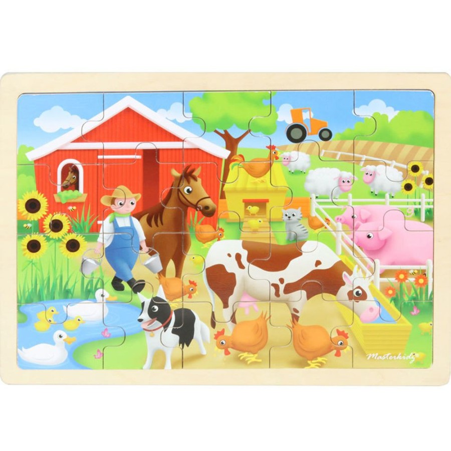 Puzzles Masterkidz | Masterkidz - Wooden Jigsaw Puzzle - Farm 20Pc