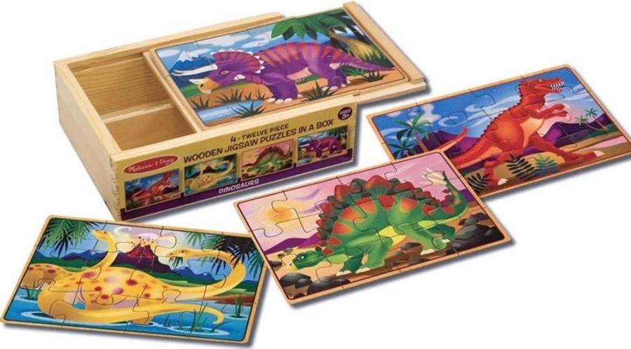 Puzzles Melissa & Doug | Melissa & Doug - Dinosaurs Puzzles In A Box 12Pc