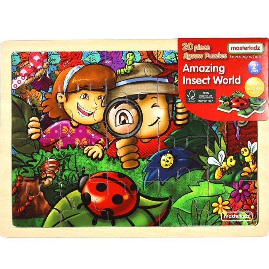 Puzzles Masterkidz | Masterkidz - Wooden Jigsaw Puzzle - Amazing Insect World 20Pc