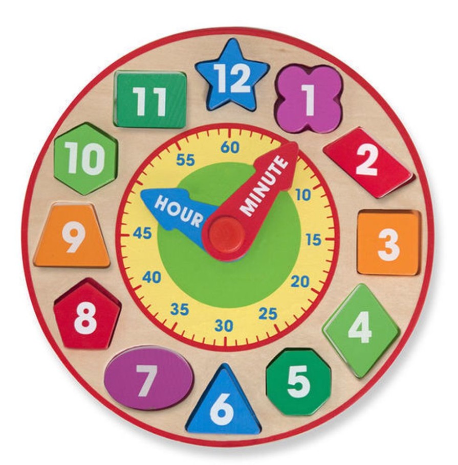 Baby, Toddler & Preschool Toys Melissa & Doug | Melissa & Doug - Wooden Shape Sorting Clock