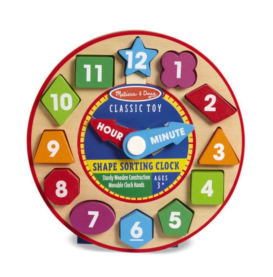 Baby, Toddler & Preschool Toys Melissa & Doug | Melissa & Doug - Wooden Shape Sorting Clock