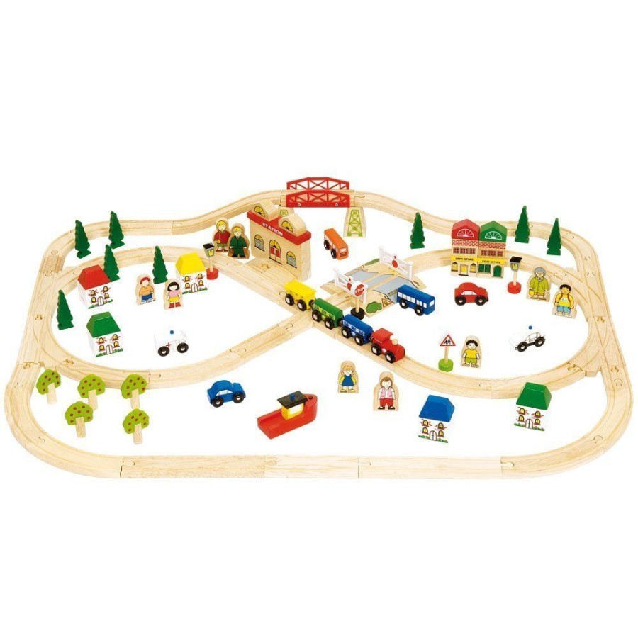 Cars, Trains & Vehicles Bigjigs Toys | Bigjigs - Town & Country Train Set - 101Pcs