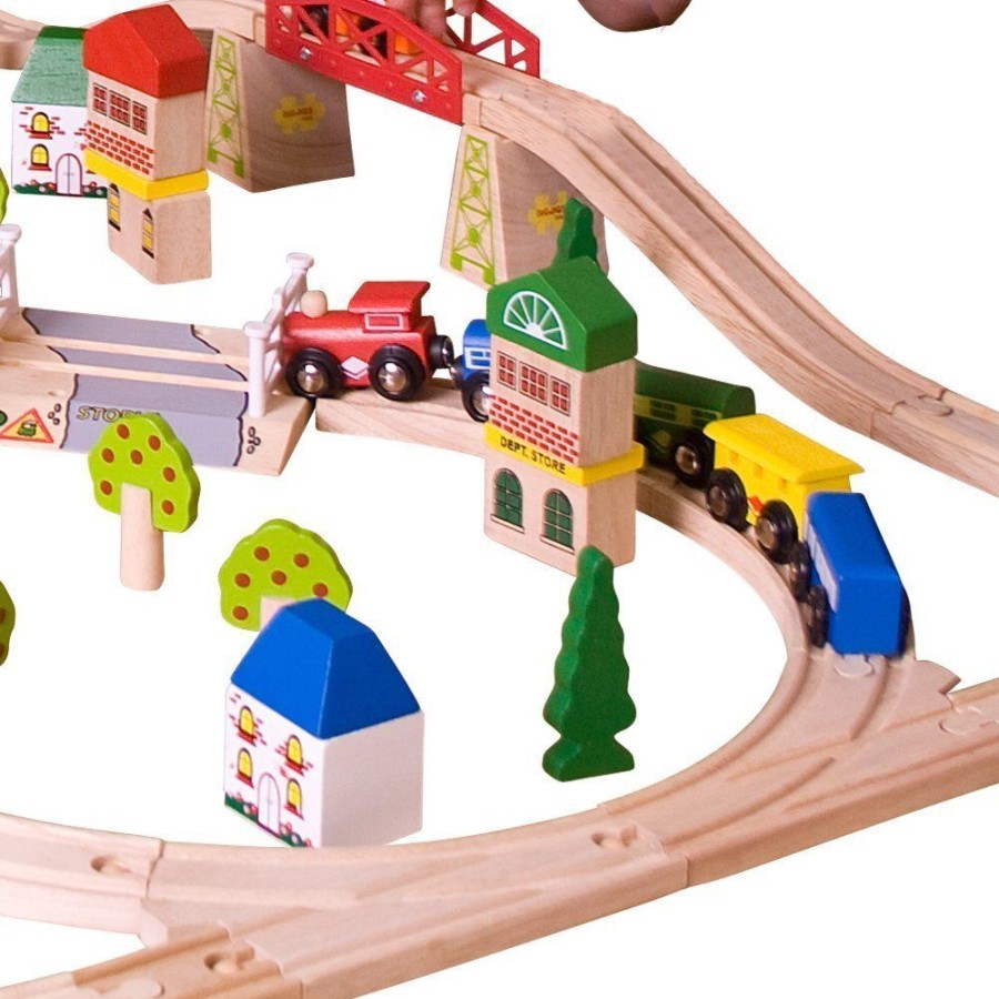 Cars, Trains & Vehicles Bigjigs Toys | Bigjigs - Town & Country Train Set - 101Pcs