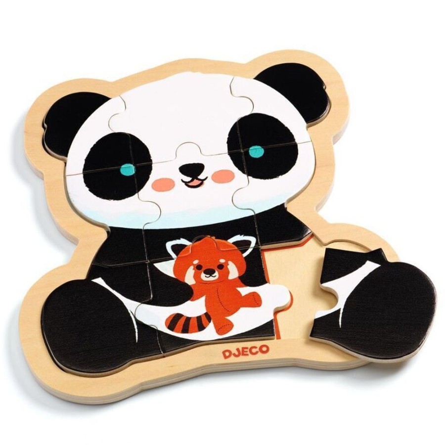 Puzzles Djeco | Djeco - Panda Wooden Puzzle 9Pc