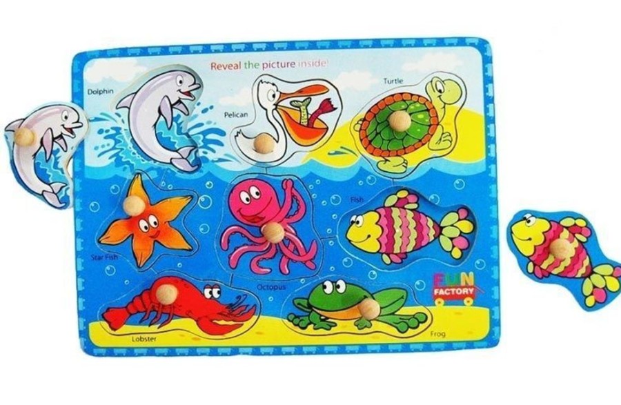 Puzzles Fun Factory | Fun Factory - Sea Animals Peg Puzzle