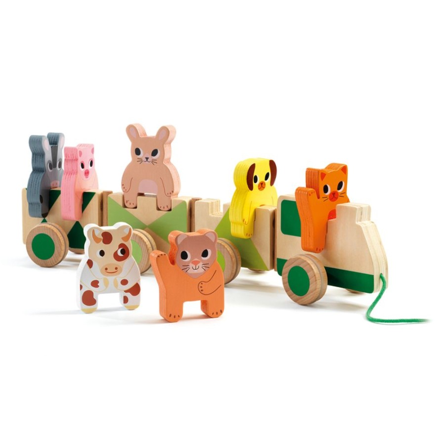 New Products Djeco | Djeco - Trainimo Farm Wooden Train