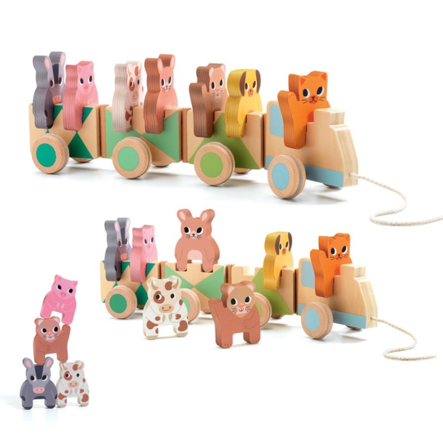 New Products Djeco | Djeco - Trainimo Farm Wooden Train