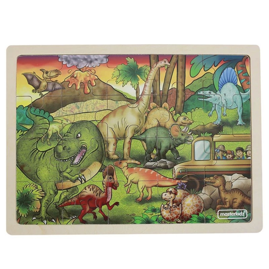 Puzzles Masterkidz | Masterkidz - Wooden Jigsaw Puzzle - Dinosaurs 20Pc