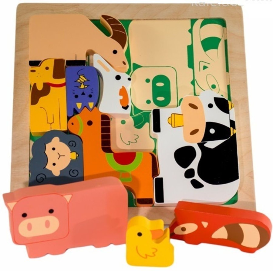 Puzzles Kiddie Connect | Kiddie Connect - Farm Animal Chunky Puzzle