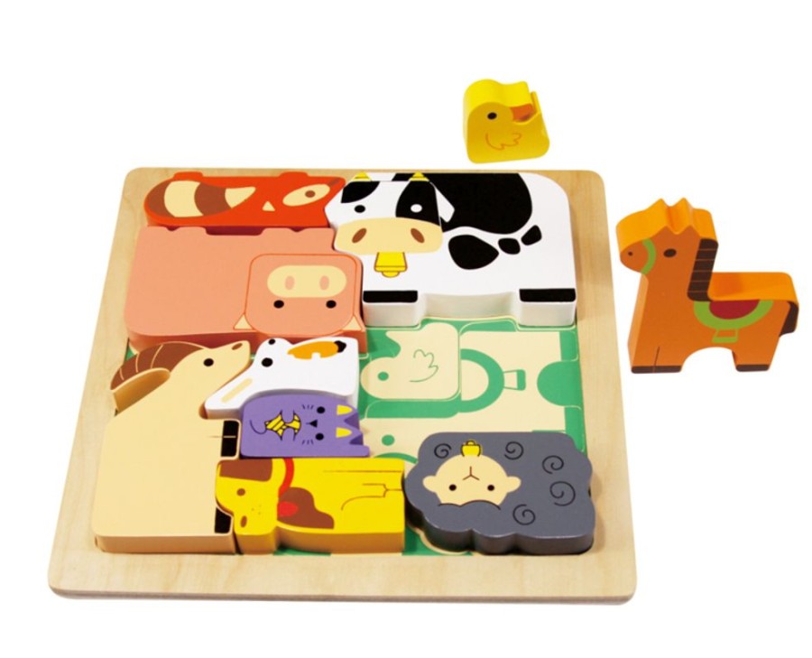 Puzzles Kiddie Connect | Kiddie Connect - Farm Animal Chunky Puzzle