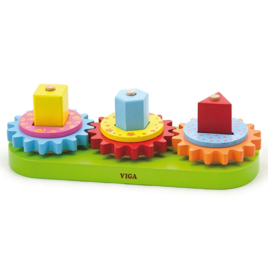 New Products Viga Toys | Viga Toys - Stacking Geometric Blocks With Gears