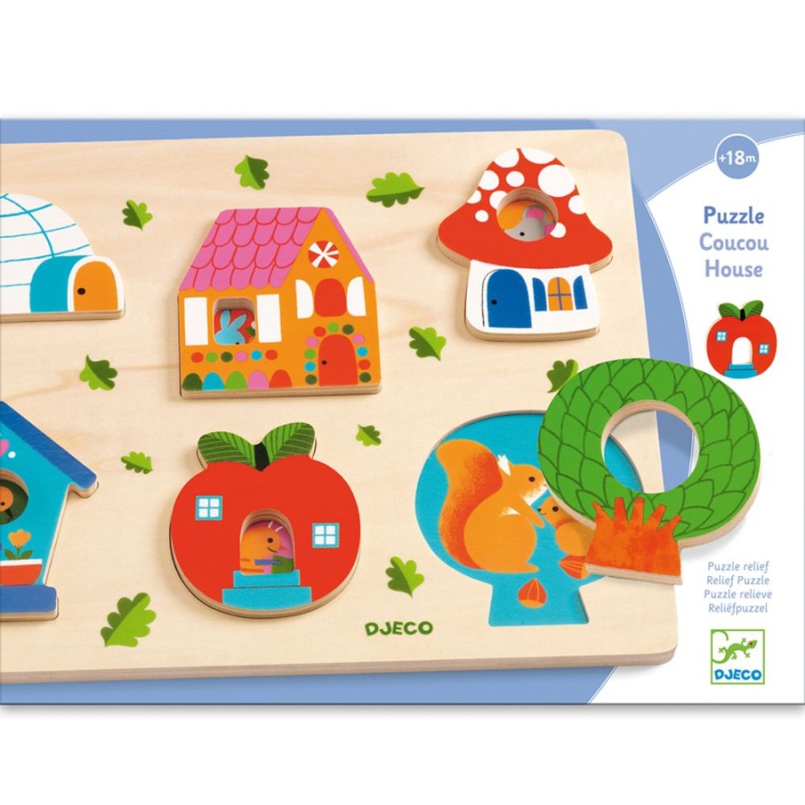 New Products Djeco | Djeco - Coucou House Wooden Puzzle