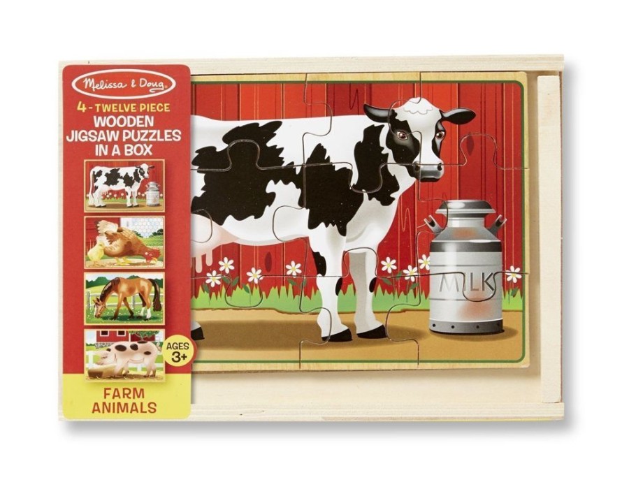 Puzzles Melissa & Doug | Melissa & Doug - Farm Animals Jigsaw Puzzles In A Box - 12Pc