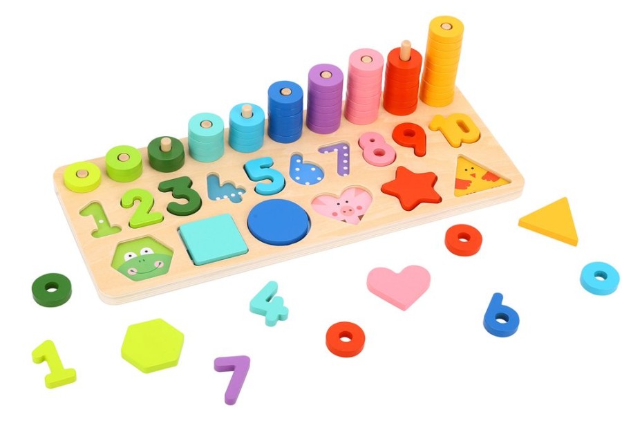 Baby, Toddler & Preschool Toys Tooky Toy | Tooky Toy - Counting Stacker With Shapes