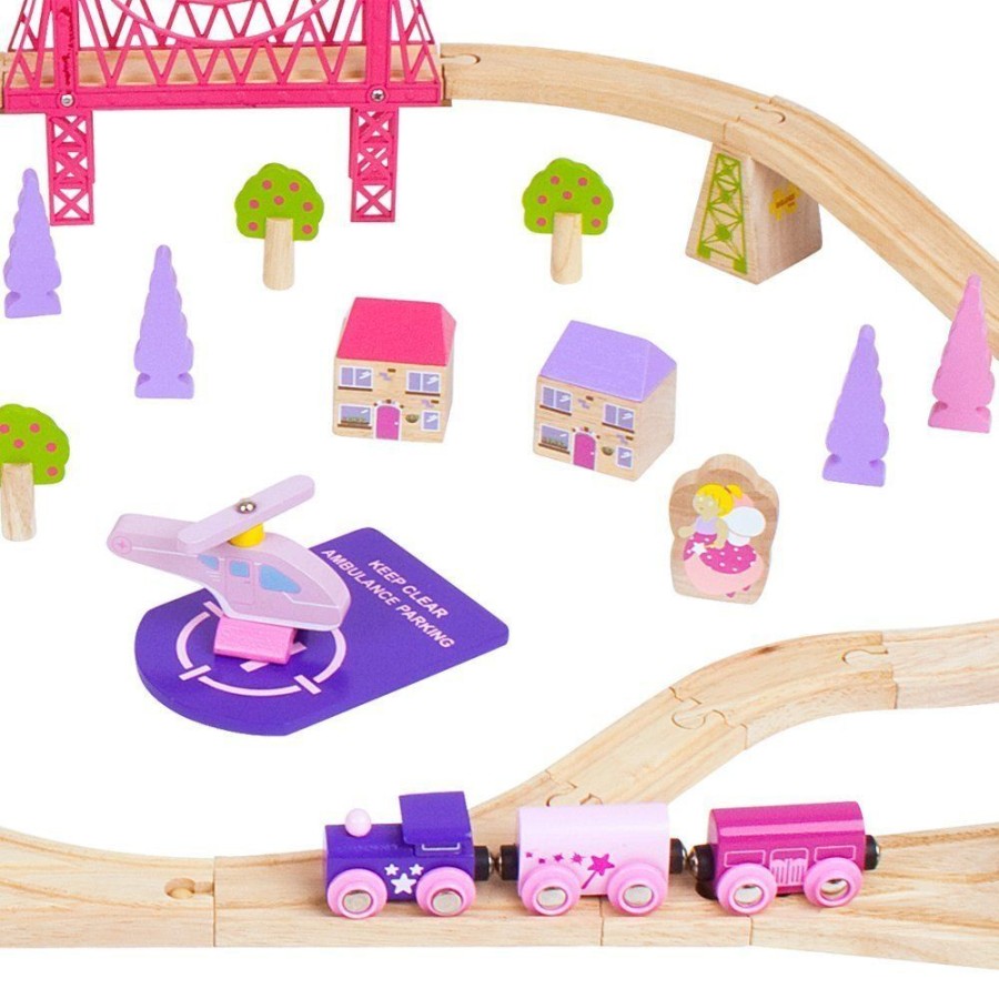 Cars, Trains & Vehicles Bigjigs Toys | Bigjigs - Fairy Town Train Set - 75Pcs