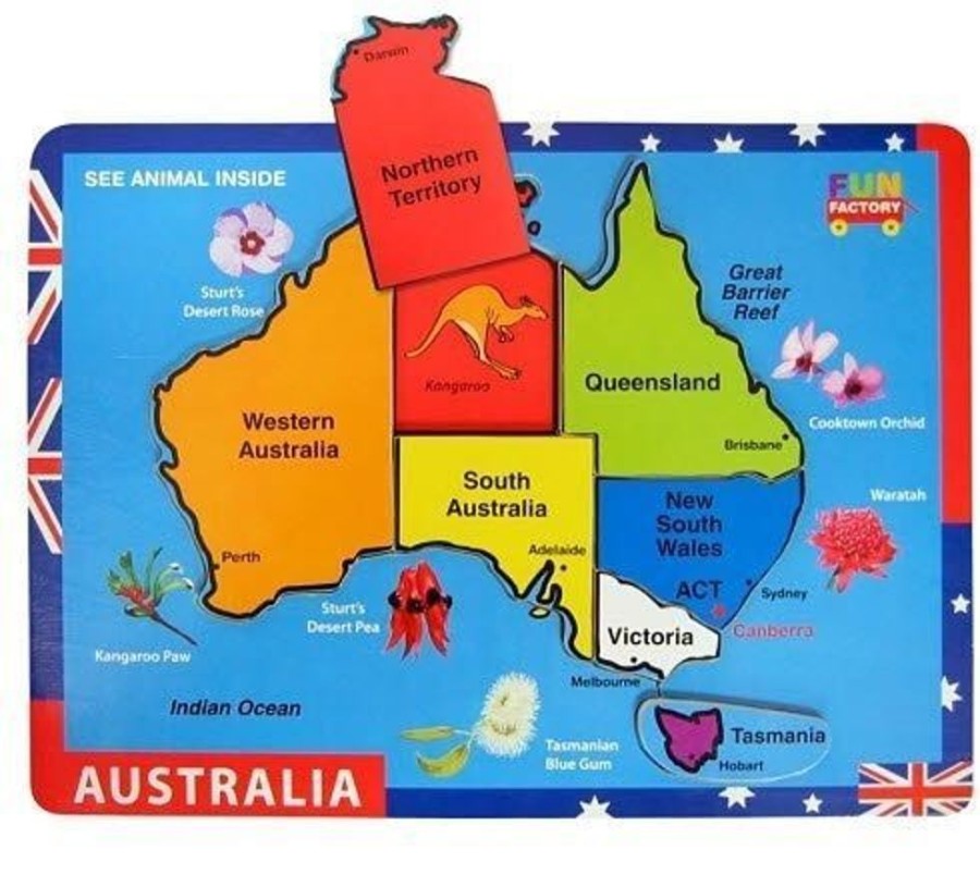 Puzzles Fun Factory | Fun Factory - Australia Map Raised Puzzle