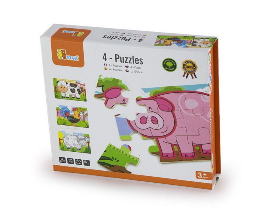 Puzzles Viga Toys | Viga Toys - 4-In-1 Farm Puzzle