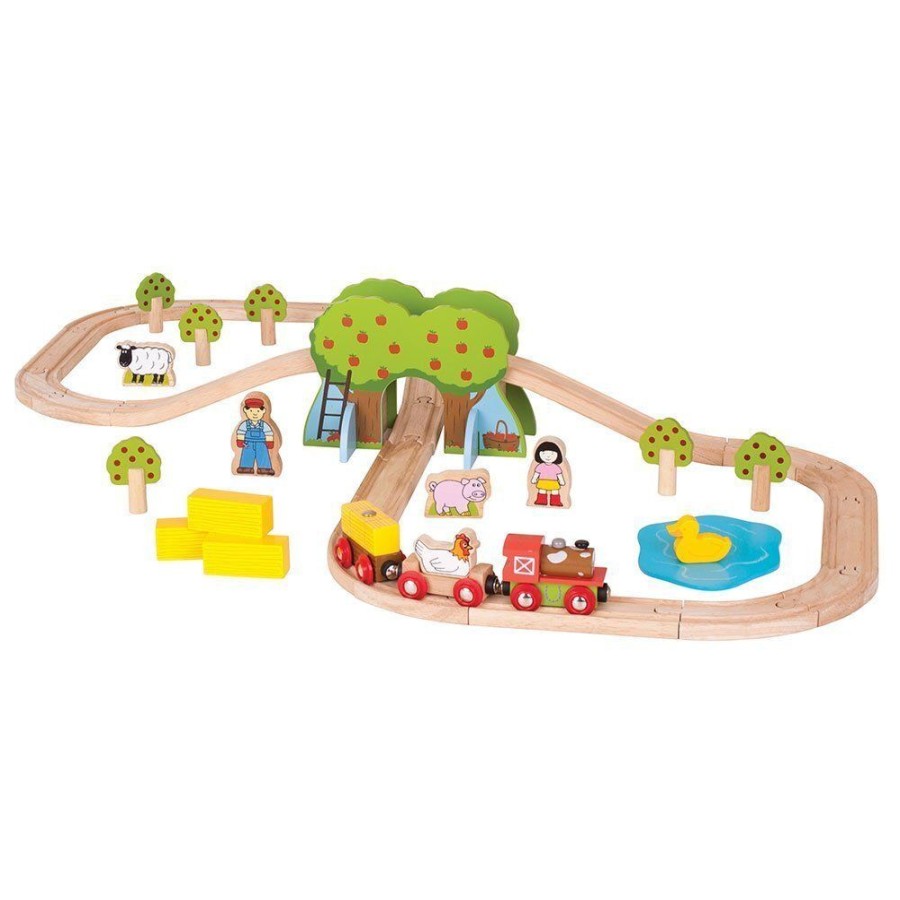 Cars, Trains & Vehicles Bigjigs Toys | Bigjigs - Farm Train Set 44Pcs