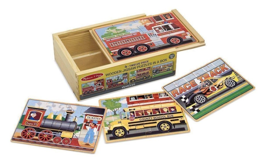 Puzzles Melissa & Doug | Melissa & Doug - Vehicles Jigsaw Puzzles In A Box 12Pc