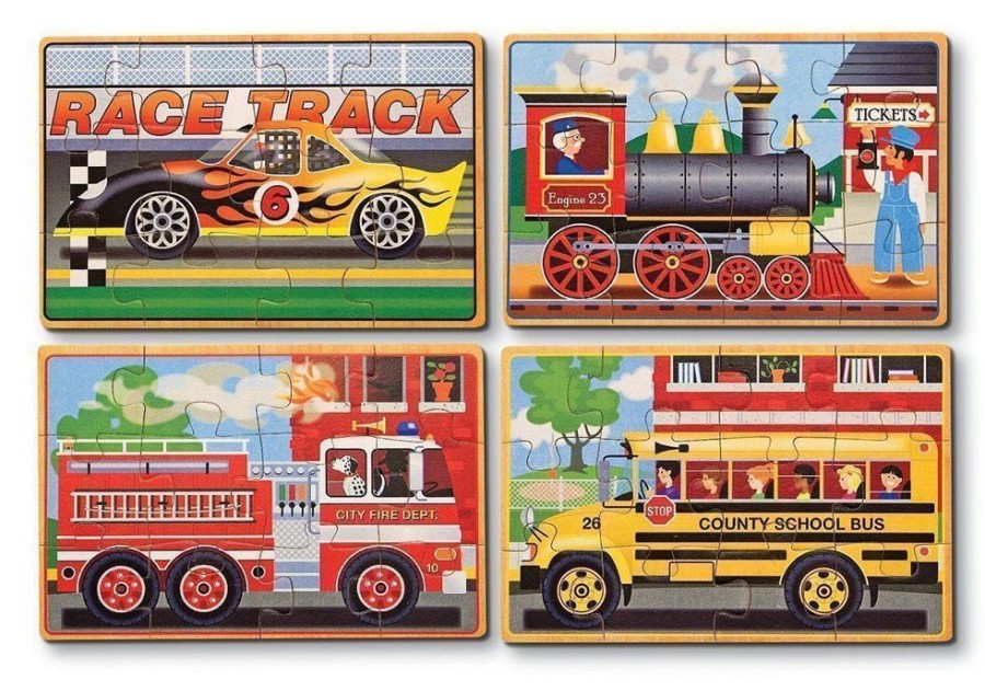 Puzzles Melissa & Doug | Melissa & Doug - Vehicles Jigsaw Puzzles In A Box 12Pc