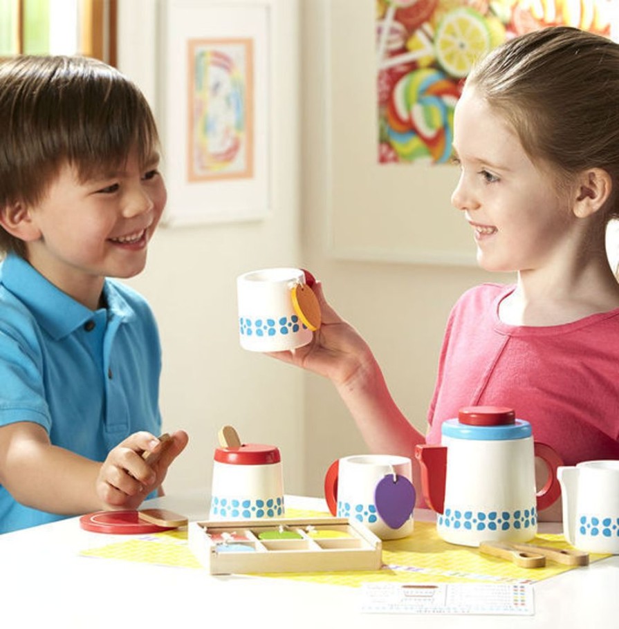 Imaginative Play Melissa & Doug | Melissa & Doug - Wooden Steep & Serve Tea Set