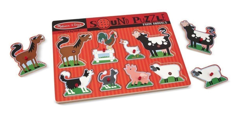 Puzzles Melissa & Doug | Melissa & Doug - Farm Animals Sound Puzzle 8Pc