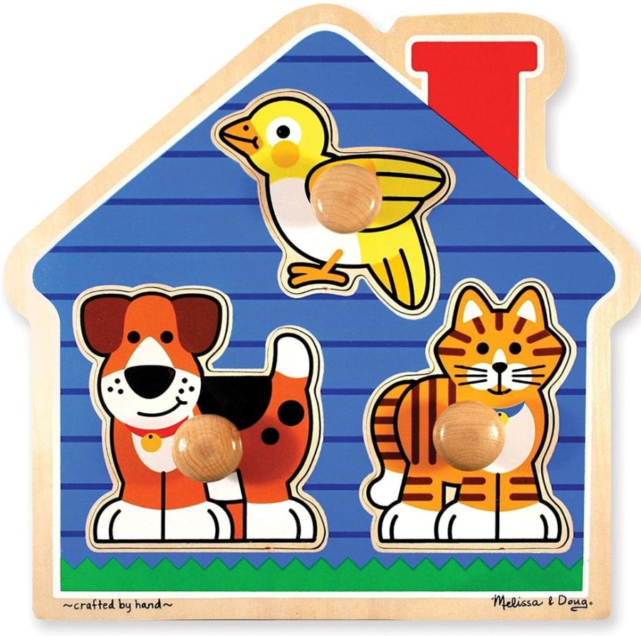 Puzzles Melissa & Doug | Melissa & Doug - House Pets Jumbo Knob Puzzle - 3Pc