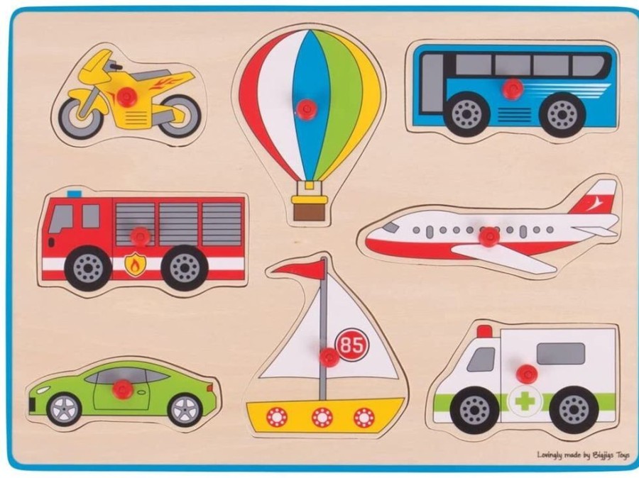 Puzzles Bigjigs Toys | Bigjigs - Lift Out Puzzle - Transport