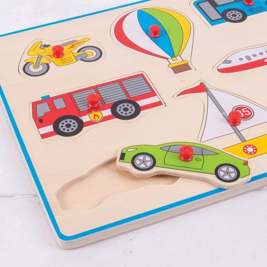 Puzzles Bigjigs Toys | Bigjigs - Lift Out Puzzle - Transport