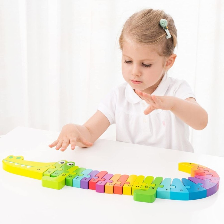 Puzzles New Classic Toys | New Classic Toys - Rainbow Alphabet Crocodile Puzzle