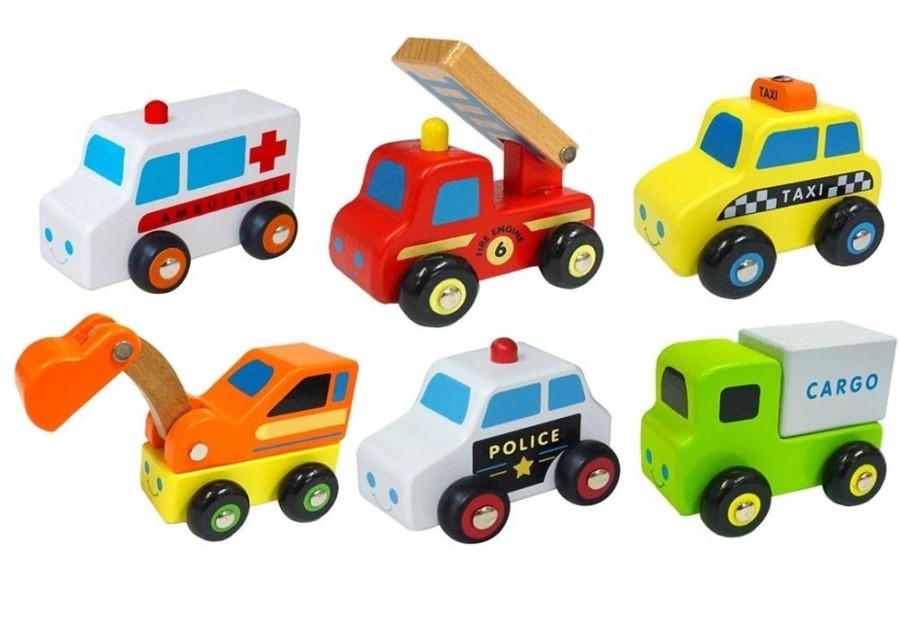 Cars, Trains & Vehicles Viga Toys | Viga Toys- Mini Wooden Vehicles (6 Piece Set)