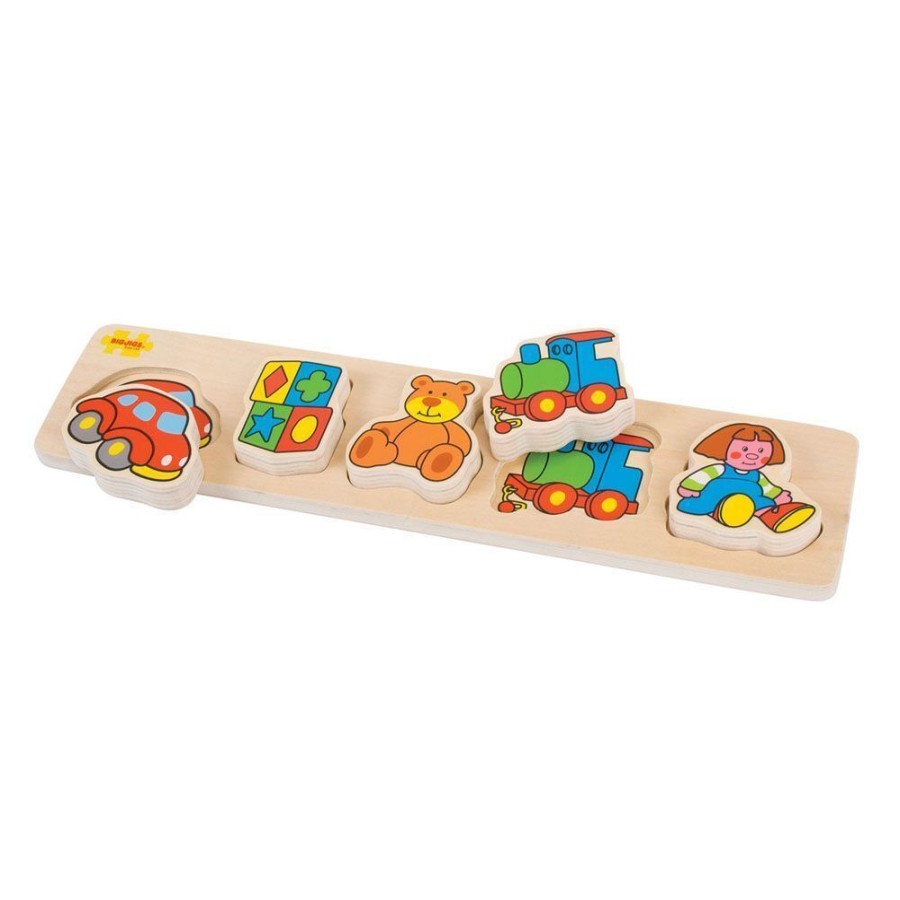 Puzzles Bigjigs Toys | Bigjigs - Chunky Lift And Match Puzzle - Toys 5Pc